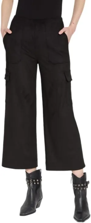 Lyssé Anita Crop Cargo Pants – High Waisted Cargo Pants for Women, Vegan Faux Suede Pants with Cropped Leg