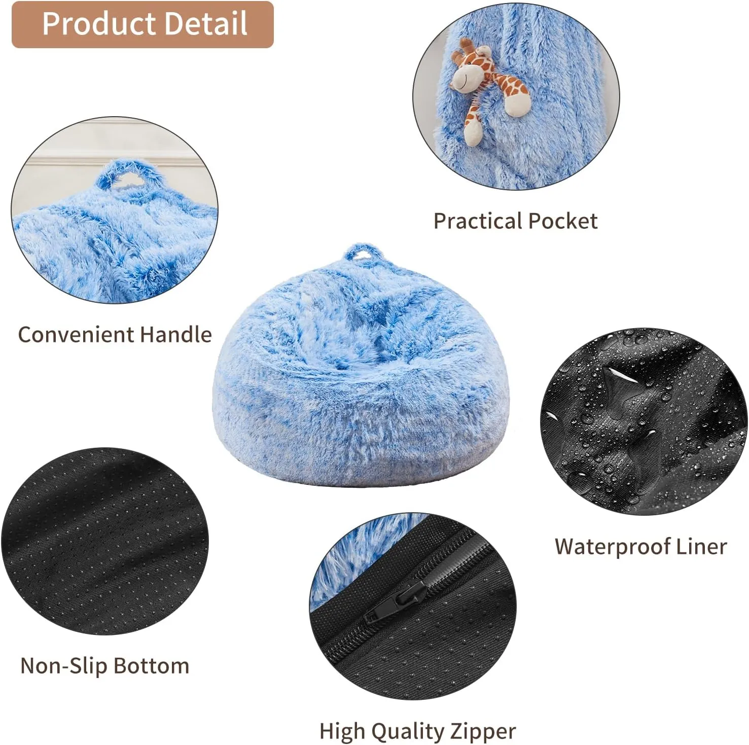 Machine Washable Stuffed Animals Storage, Bean Bag Couch for Adults Kids Teens, Small Bean Bag Chairs for Toddlers