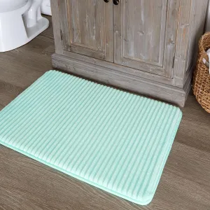 MAINSTAYS Home 17" x 24" Augusta Bath Mat Light Green Machine Washable Non Slip Bathroom Rug