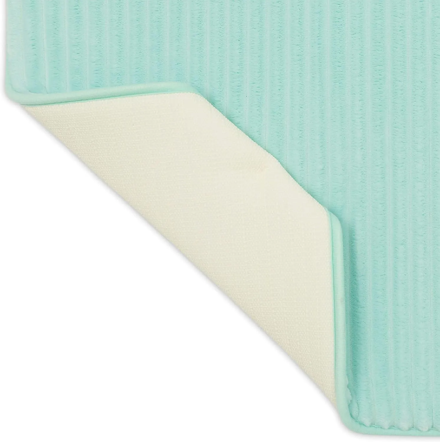MAINSTAYS Home 17" x 24" Augusta Bath Mat Light Green Machine Washable Non Slip Bathroom Rug