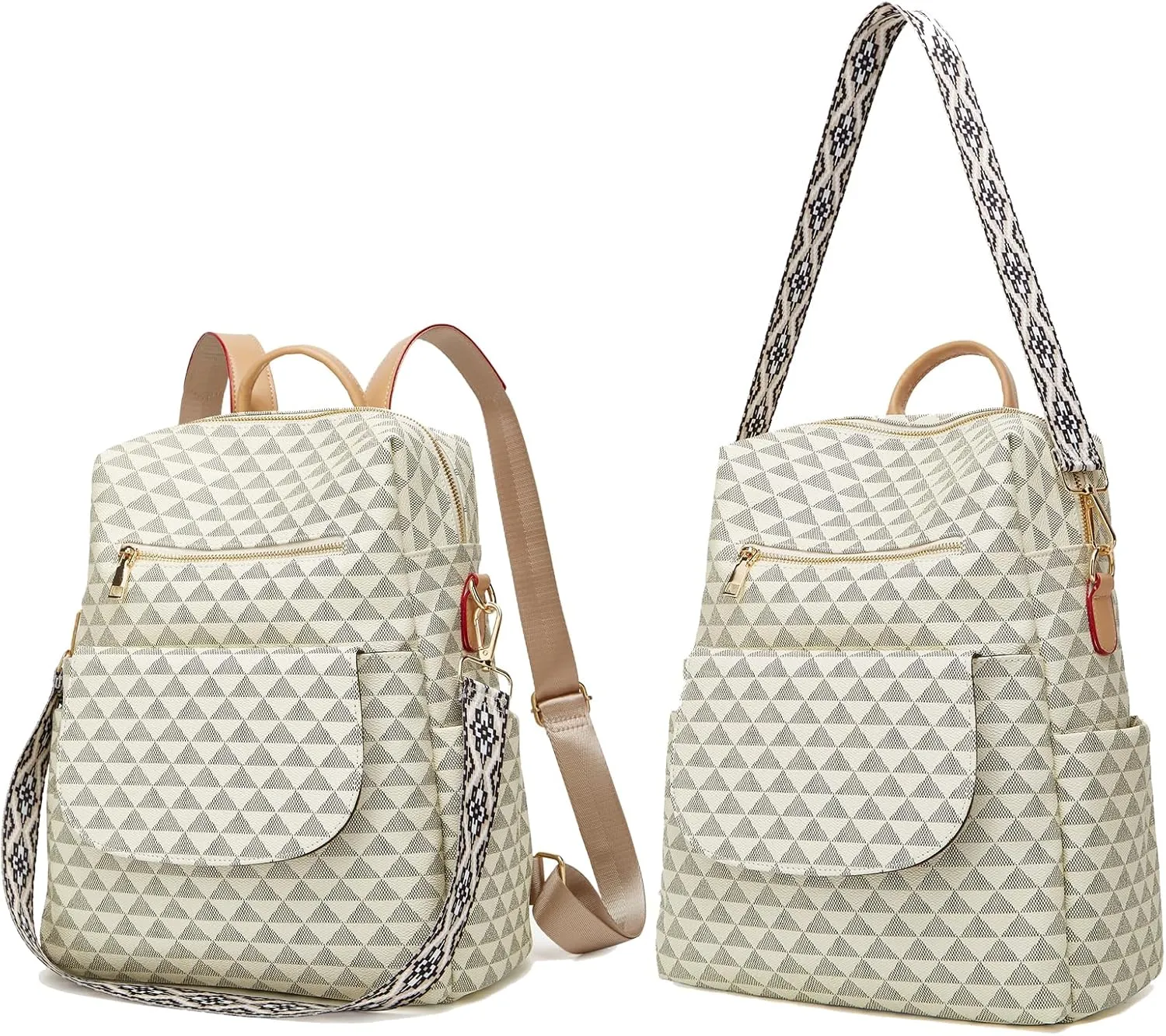 Makes Backpack Purse for Women PU Leather Travel Satchel Handbag Convertible Design Bag with Purse 2 Piece