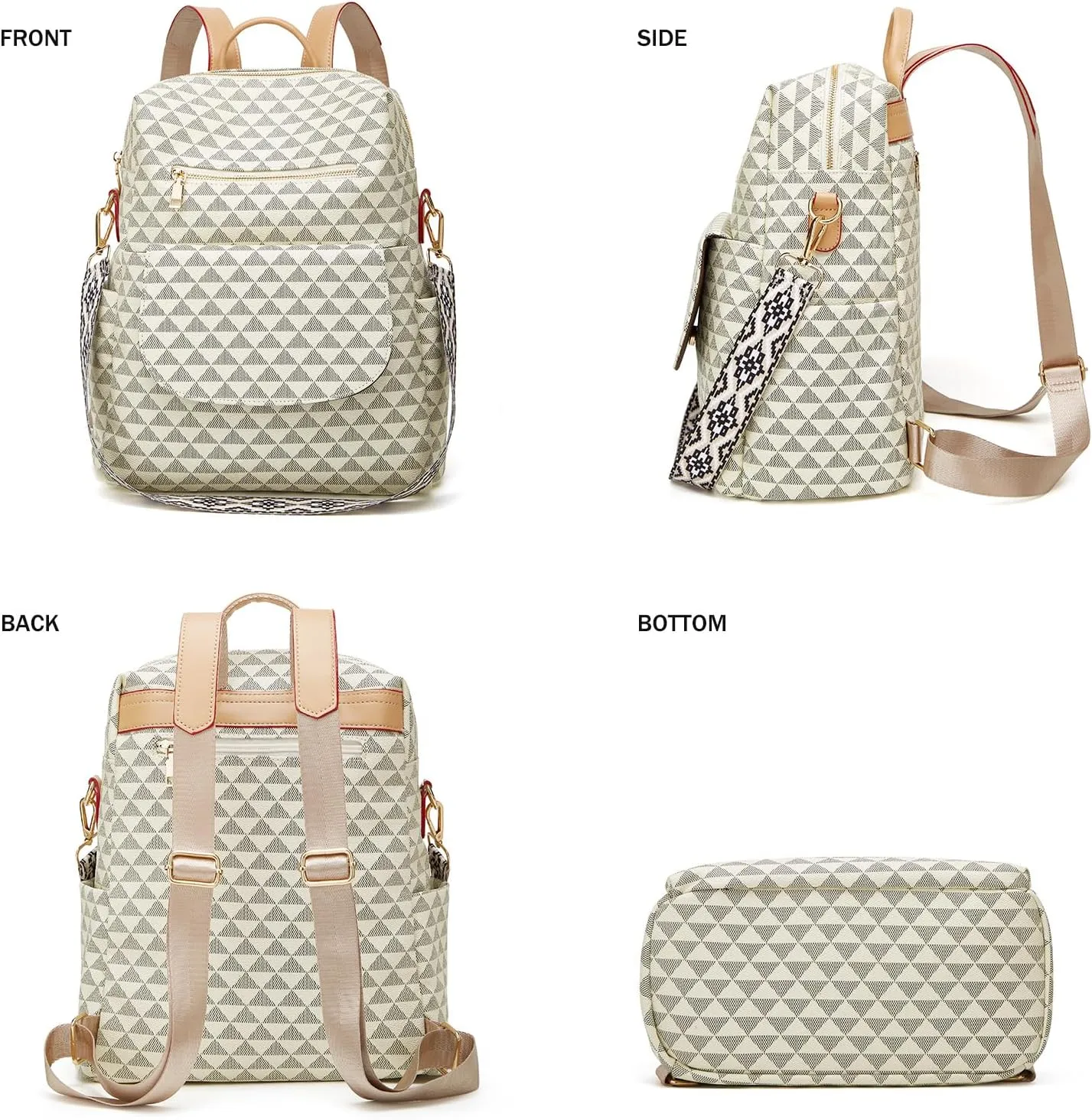 Makes Backpack Purse for Women PU Leather Travel Satchel Handbag Convertible Design Bag with Purse 2 Piece