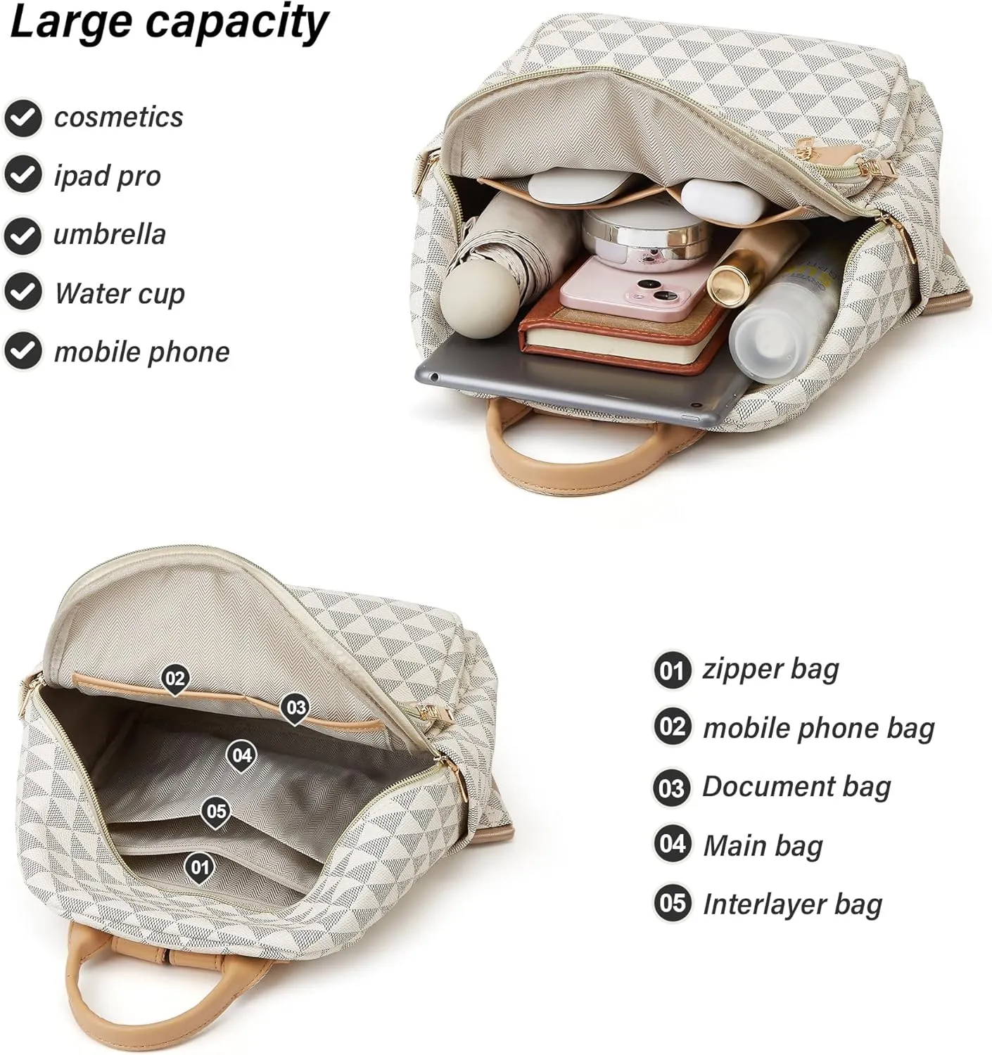Makes Mini Backpack for Women, Stylish Daypack Purse Handbag Small Casual Daily Travel Bag, Lady Girls Gifts for Work School, 2pcs Sets 11 Inch