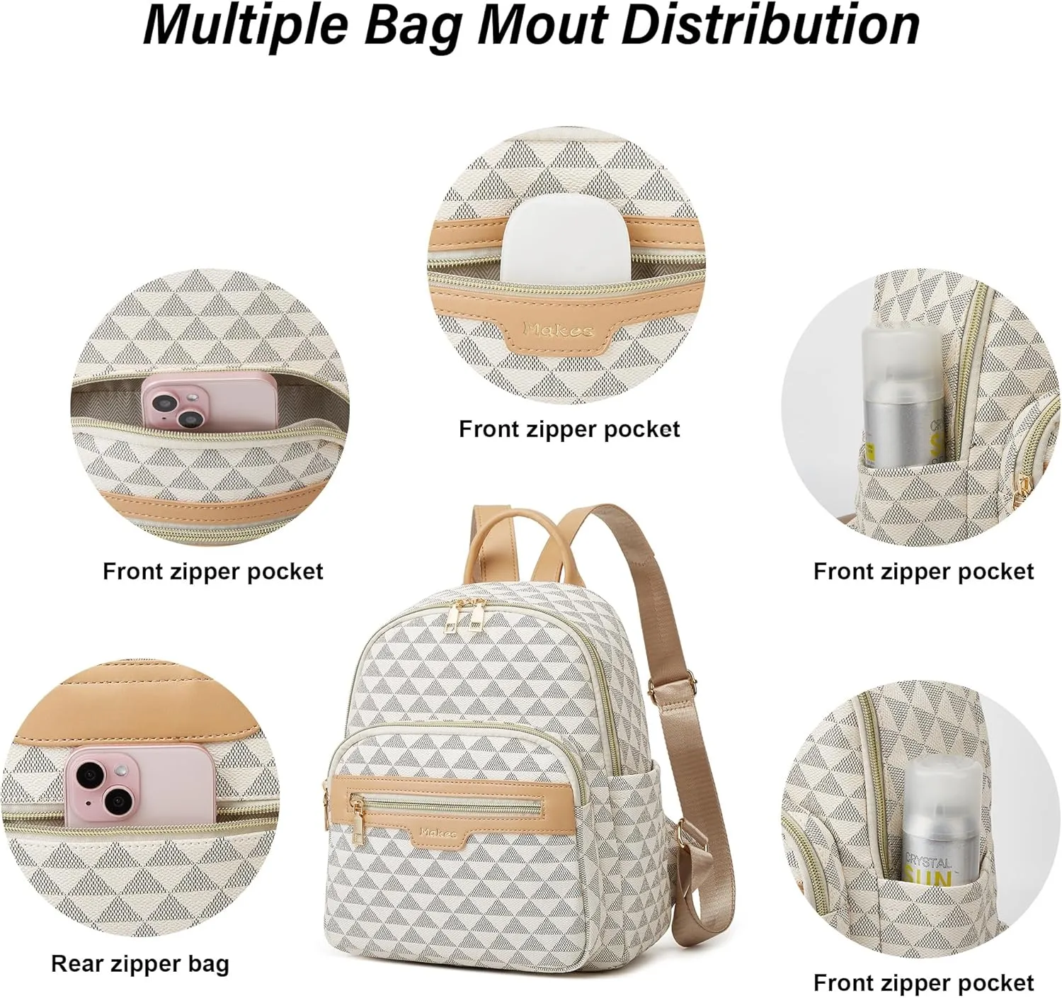 Makes Mini Backpack for Women, Stylish Daypack Purse Handbag Small Casual Daily Travel Bag, Lady Girls Gifts for Work School, 2pcs Sets 11 Inch