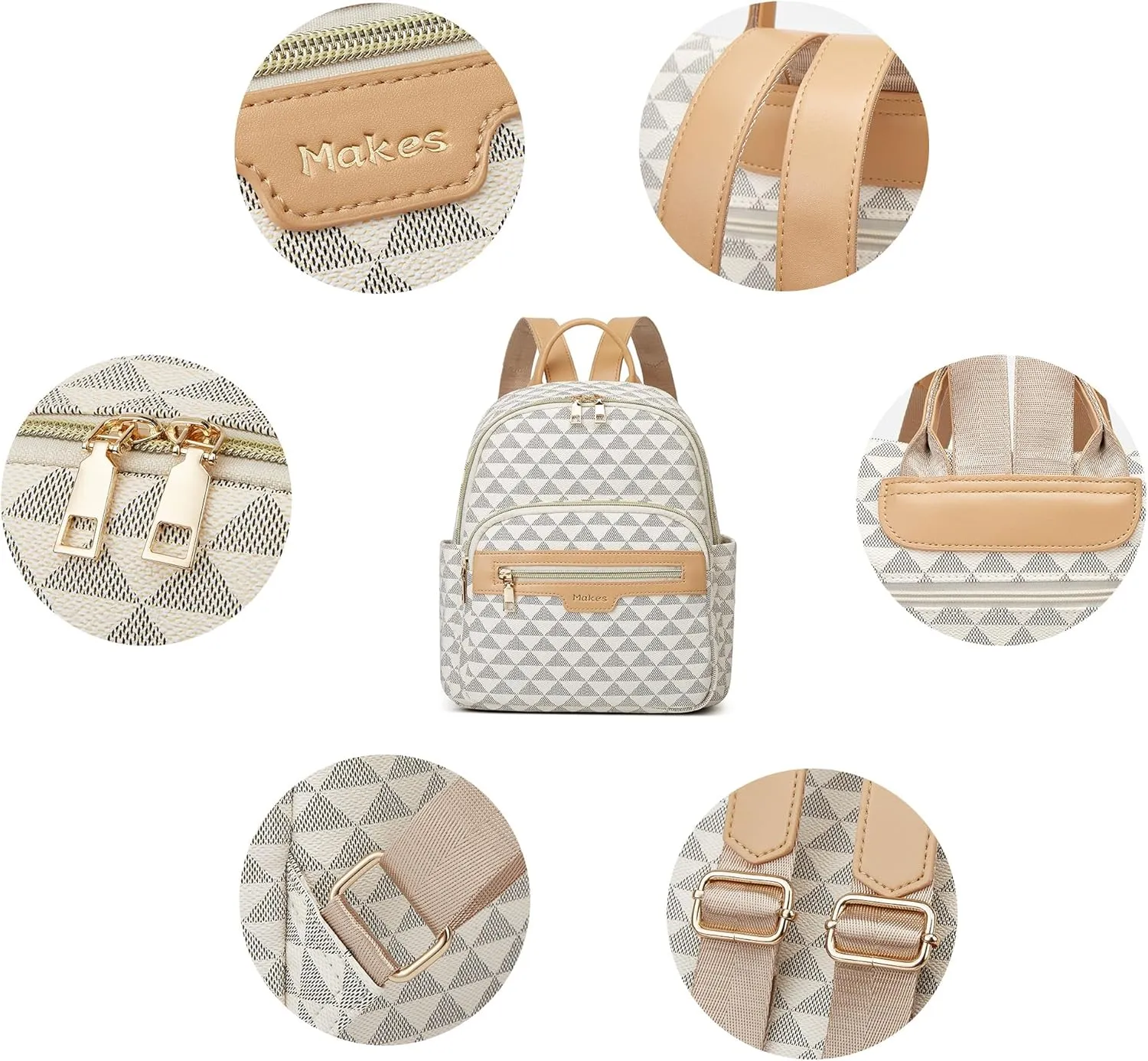 Makes Mini Backpack for Women, Stylish Daypack Purse Handbag Small Casual Daily Travel Bag, Lady Girls Gifts for Work School, 2pcs Sets 11 Inch