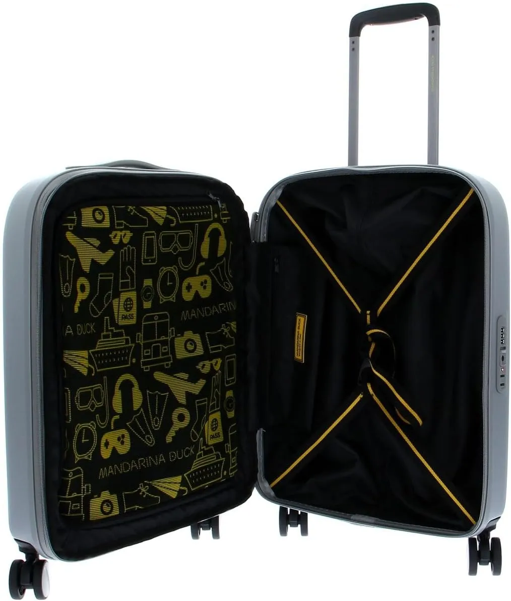 Mandarina Duck Logoduck Suitcase and Rolling Suitcase, 40x55x20/23 (LxHxW), Silver