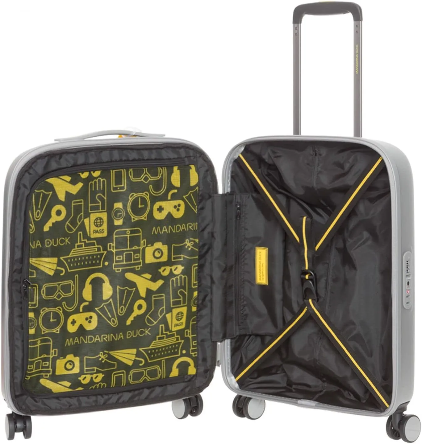 Mandarina Duck Logoduck Suitcase and Rolling Suitcase, 40x55x20/23 (LxHxW), Silver