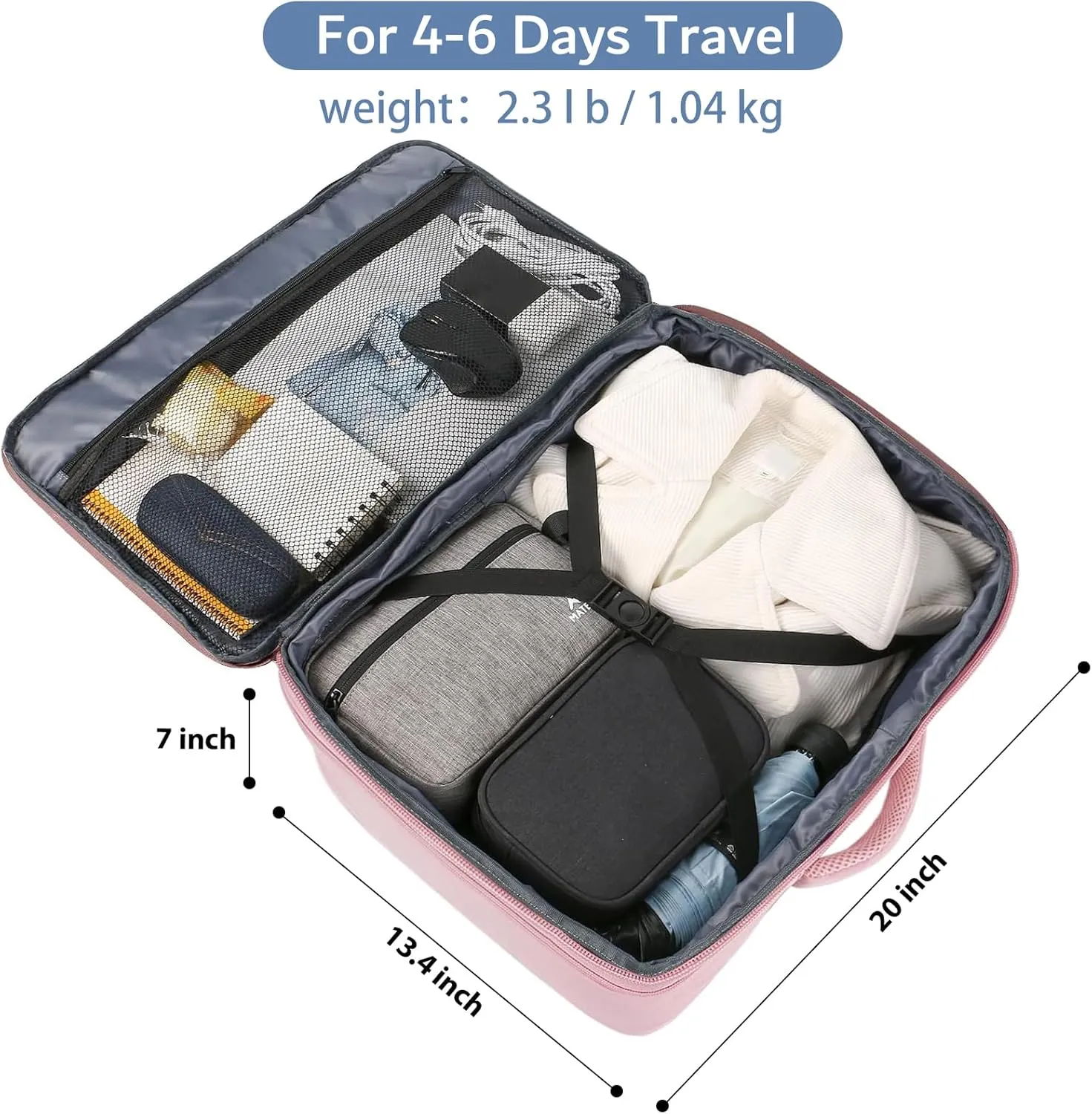 MATEIN 45L Womens Travel Backpack, Extra Large Carryon Backpack Fits Overhead Bin, Cute Weekender Daypack for Travel on Airplane, Traveling Accessories for Women, Pink
