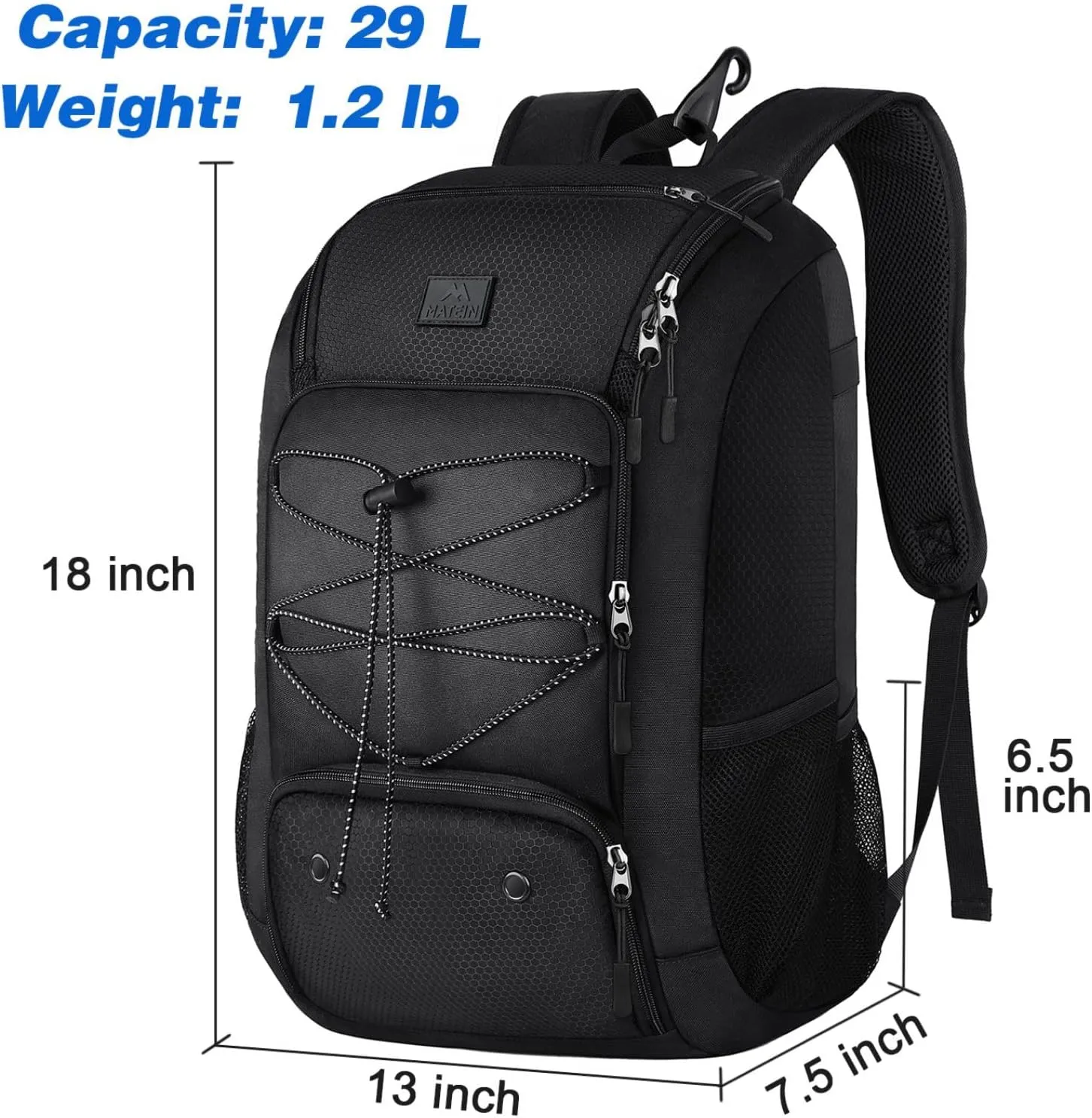 MATEIN Baseball Backpack, Softball Bat Bag with Shoes Compartment for Youth, Boys and Adult, Lightweight Baseball Bag with Fence Hook Hold TBall Bat, Batting Mitten, Helmet, Caps, Teeball Gear