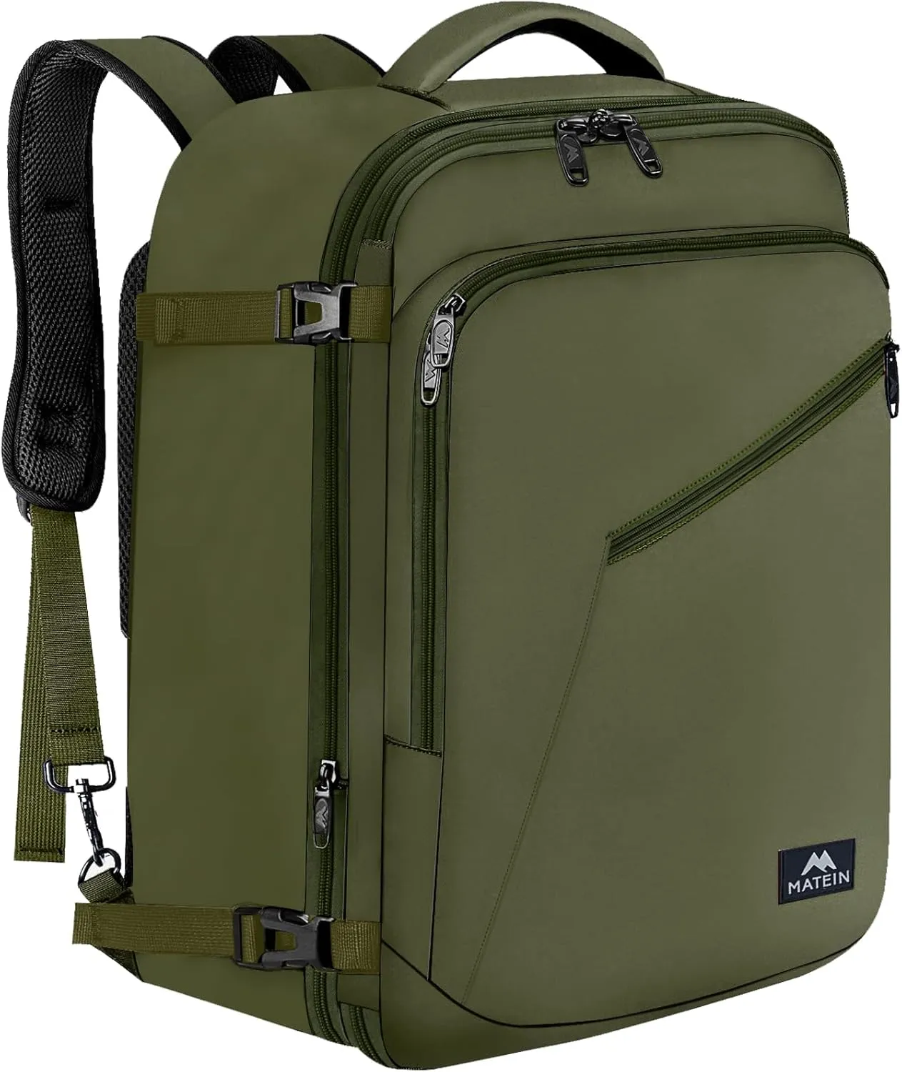 MATEIN Mens Backpack for Travel, Extra Large Expandable Carry on Backpack with Hideaway Shoulder Straps for Travelling, Water Resistant Heavy Duty Daypack, Gifts for Men Women, Dark Green