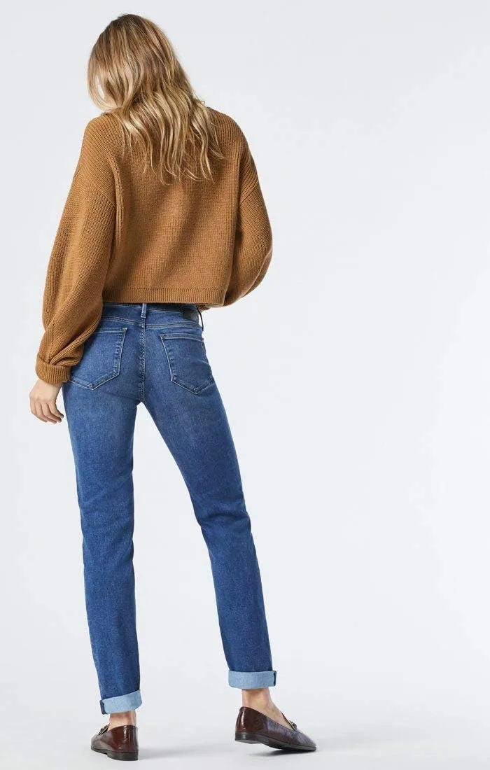 Mavi Women's Emma Mid Rise Slim Boyfriend Jeans - Premium Stretch Denim Jeans - Comfortable Jeans for Women, Machine Washable