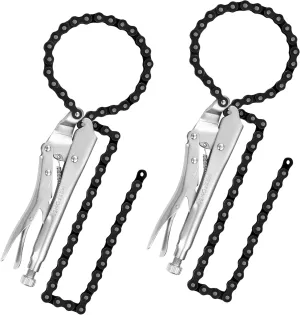 MAXPOWER Locking Chain Clamp, 9-Inch Locking Chian Pliers with 35.8-Inch Chain, 2 Pack