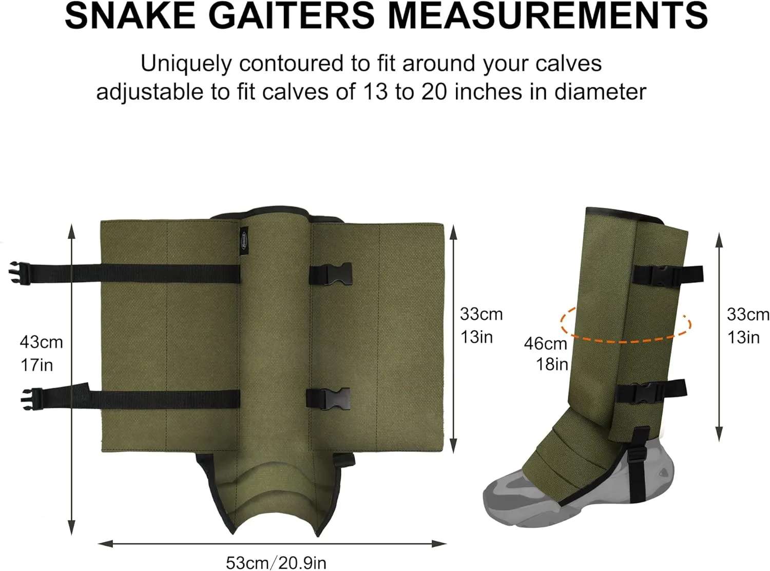 MDSTOP Snake Gaiters Leg Guards, Waterproof Snake Guards, Adjustable Snake Bite Protection for Lower Legs, Snake Chaps for Men & Women, Snake Proof Gaiters for Hunting,Outdoor and Farm Working