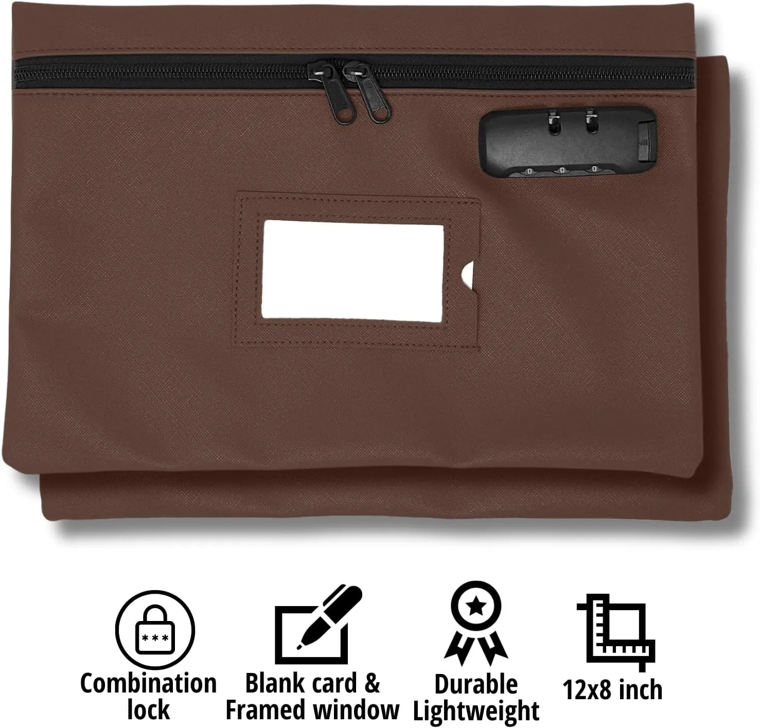 Medicine Bag with Lock | 12x8 Inch Med Bag | Medication Bag for Traveling | Small Pills Organizer (Dark Brown)