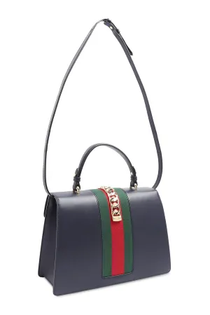Medium Sylvie Top Handle Bag Blue Agata
