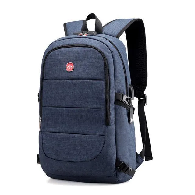 Men's Anti External Plug Tested &amp; Charging Theft Headphone USB Bag Backpack Multi-buy offer Laptop - Large -