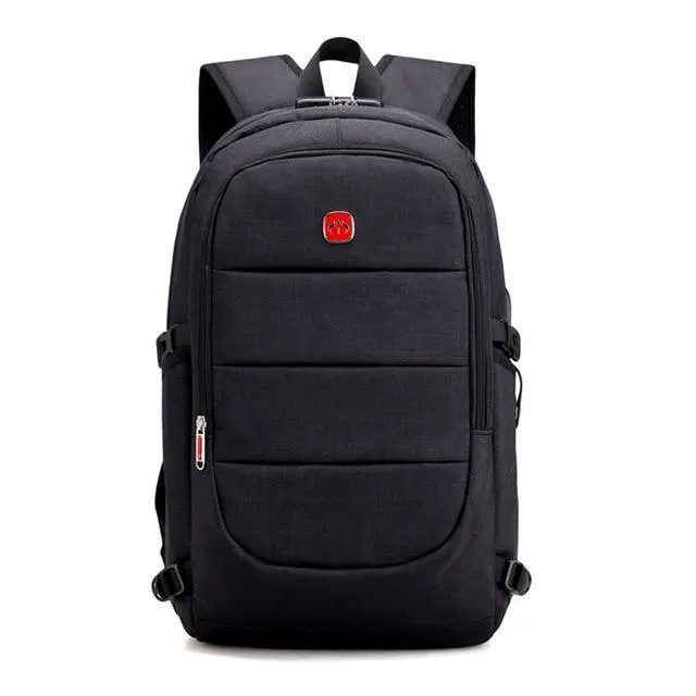Men's Anti External Plug Tested &amp; Charging Theft Headphone USB Bag Backpack Multi-buy offer Laptop - Large -