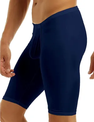 Men's Bulge Pouch Compression Shorts Pants Base Layer Bodybuilding Sports Workout Yoga Capris Tights