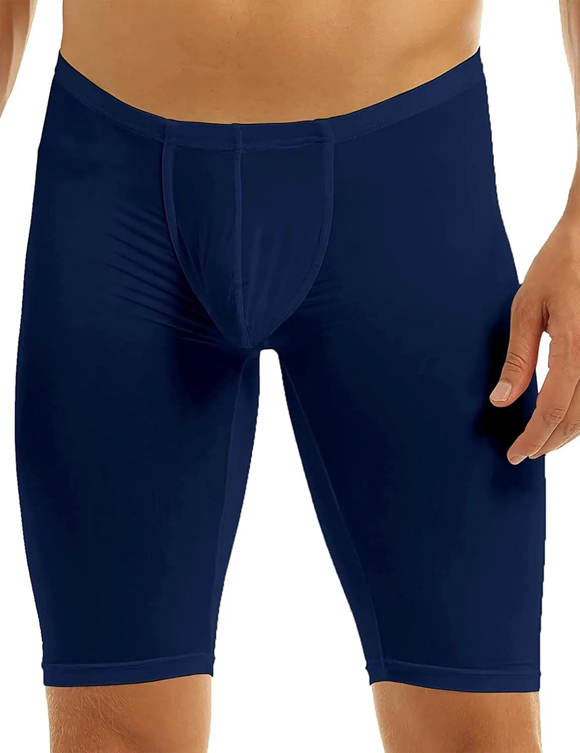 Men's Bulge Pouch Compression Shorts Pants Base Layer Bodybuilding Sports Workout Yoga Capris Tights