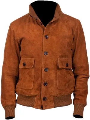 Men's Fashion Bomber Style Suede Leather Moto Jacket