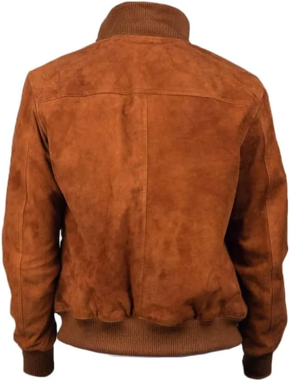 Men's Fashion Bomber Style Suede Leather Moto Jacket