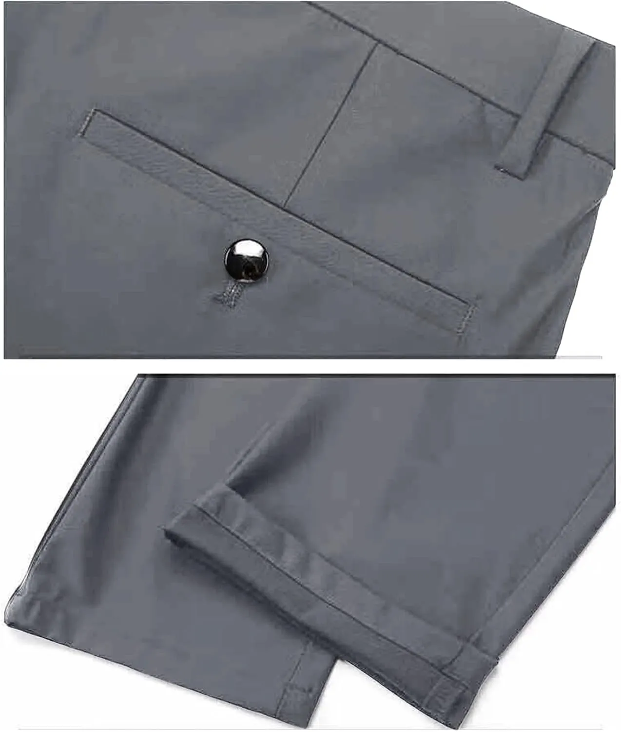 Mens Flat Front Wrinkle Free Relaxed Fit Dress Pants High Waist Stretch Quick Dry Golf Pant Pleated with Pockets 29"-36"