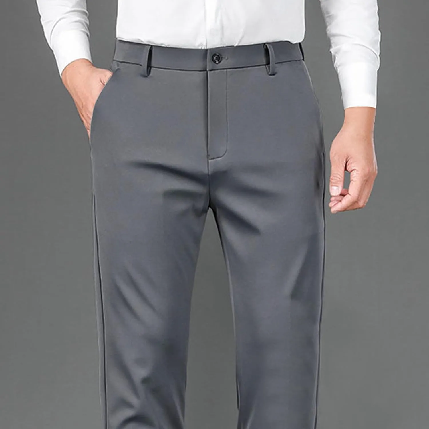 Mens Flat Front Wrinkle Free Relaxed Fit Dress Pants High Waist Stretch Quick Dry Golf Pant Pleated with Pockets 29"-36"