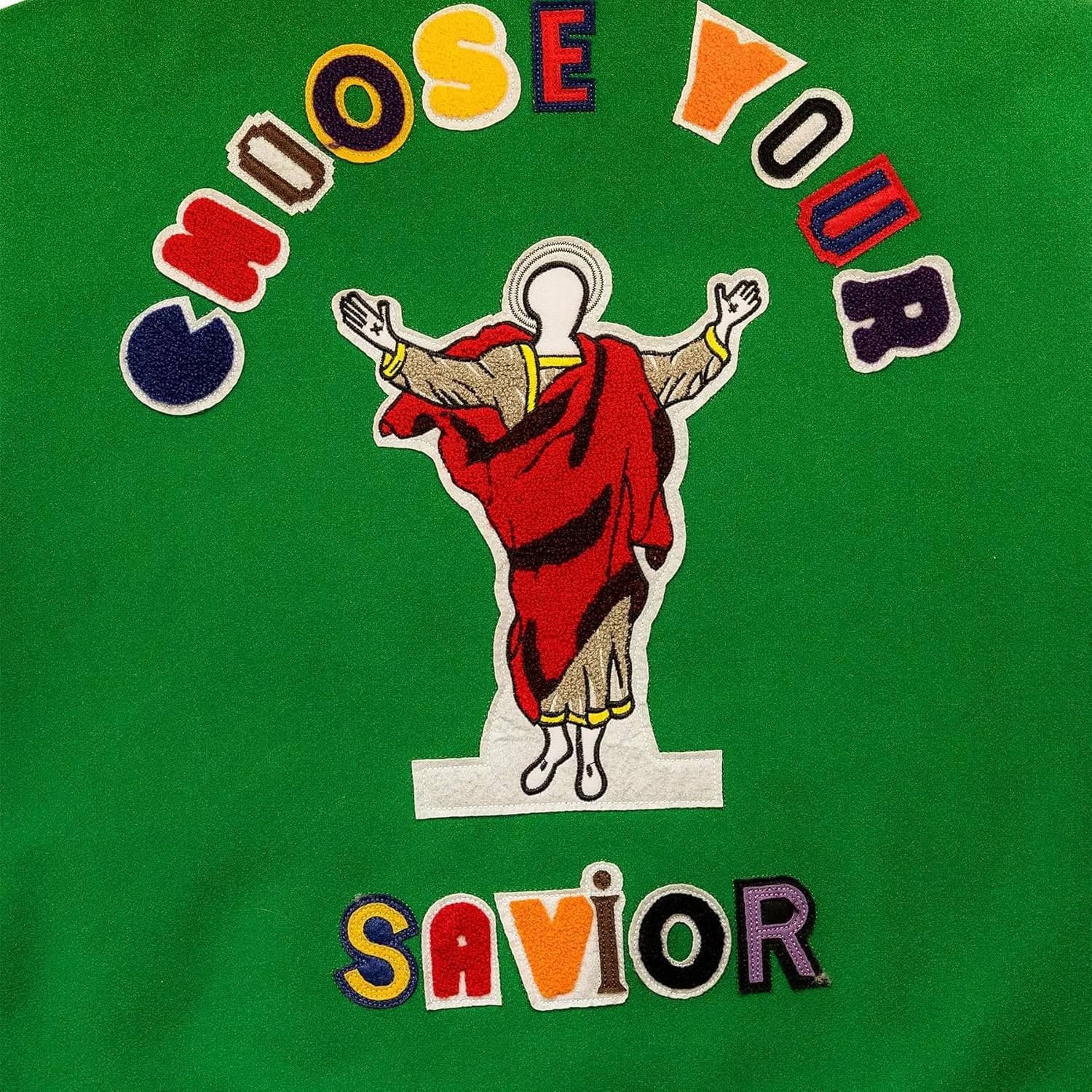 Men's Graphic Print Varsity Jacket Super star Vintage Padded Thickening Jesus Fleece ParquetBaseball Jacket Coat