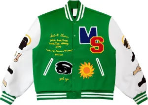 Men's Graphic Print Varsity Jacket Super star Vintage Padded Thickening Jesus Fleece ParquetBaseball Jacket Coat