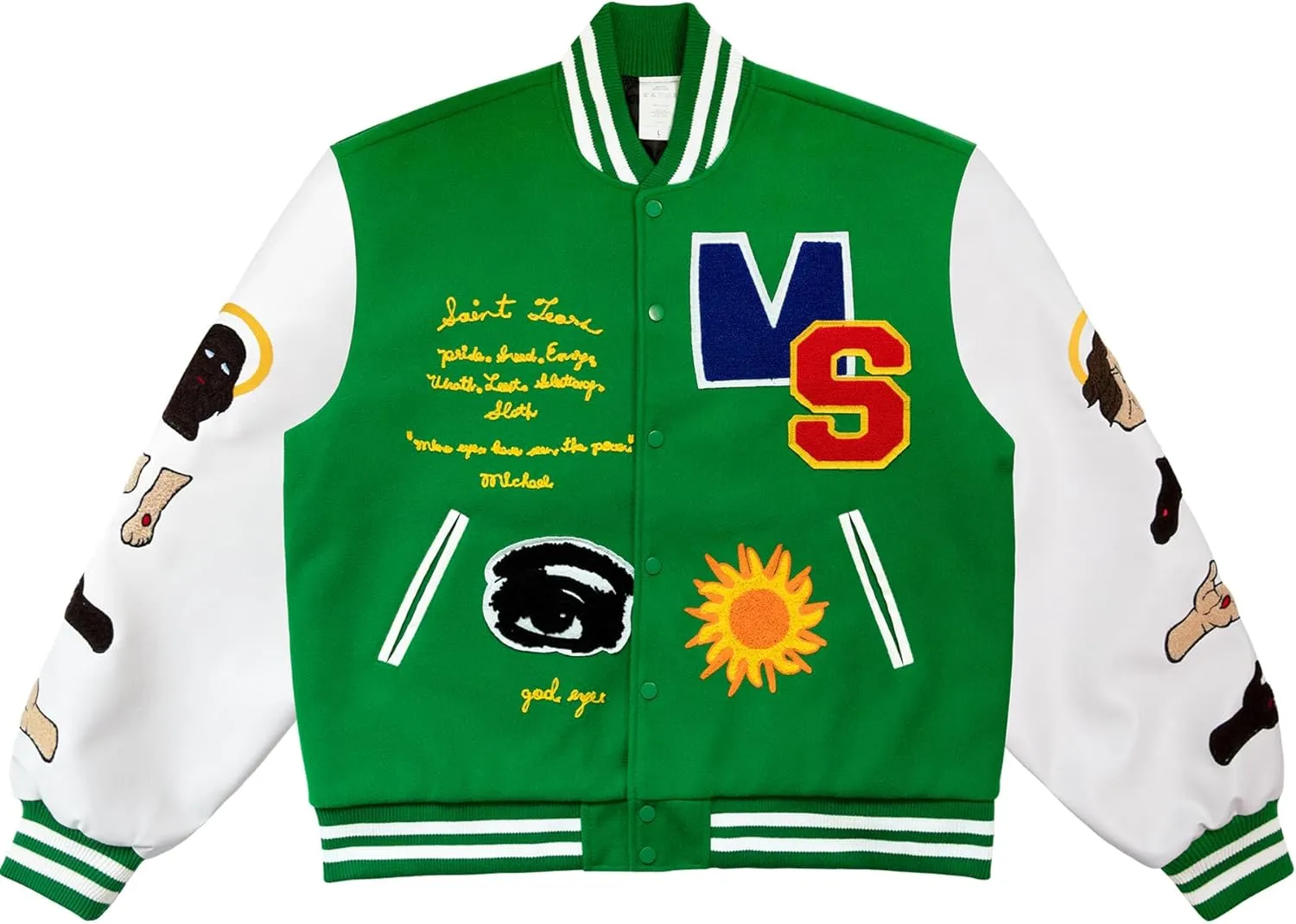 Men's Graphic Print Varsity Jacket Super star Vintage Padded Thickening Jesus Fleece ParquetBaseball Jacket Coat