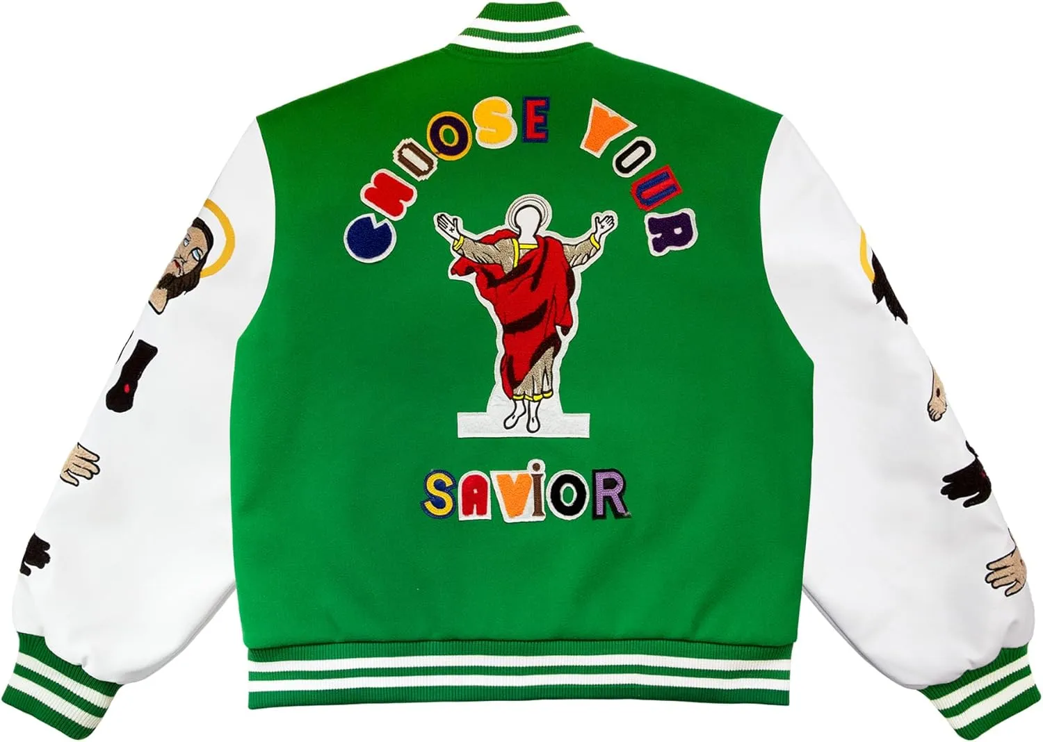Men's Graphic Print Varsity Jacket Super star Vintage Padded Thickening Jesus Fleece ParquetBaseball Jacket Coat