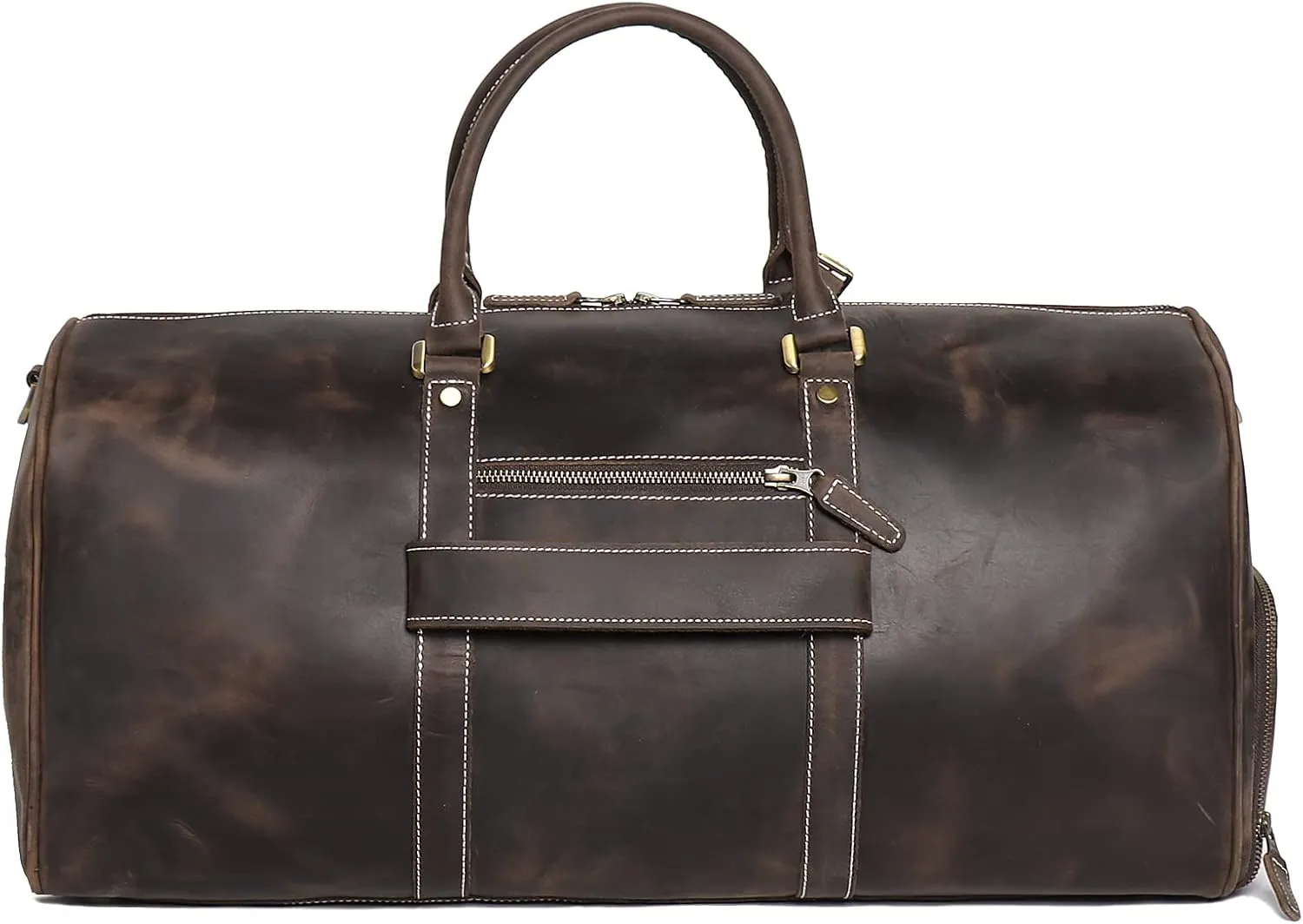 Mens Leather Duffel Bags Sport Vintage Leather Travel Gym Bag Weekender Overnight Classic Gift Genuine Gym Overnight Carry On Bag (Dark Brown, 22 Inch)