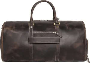 Mens Leather Duffel Bags Sport Vintage Leather Travel Gym Bag Weekender Overnight Classic Gift Genuine Gym Overnight Carry On Bag (Dark Brown, 22 Inch)