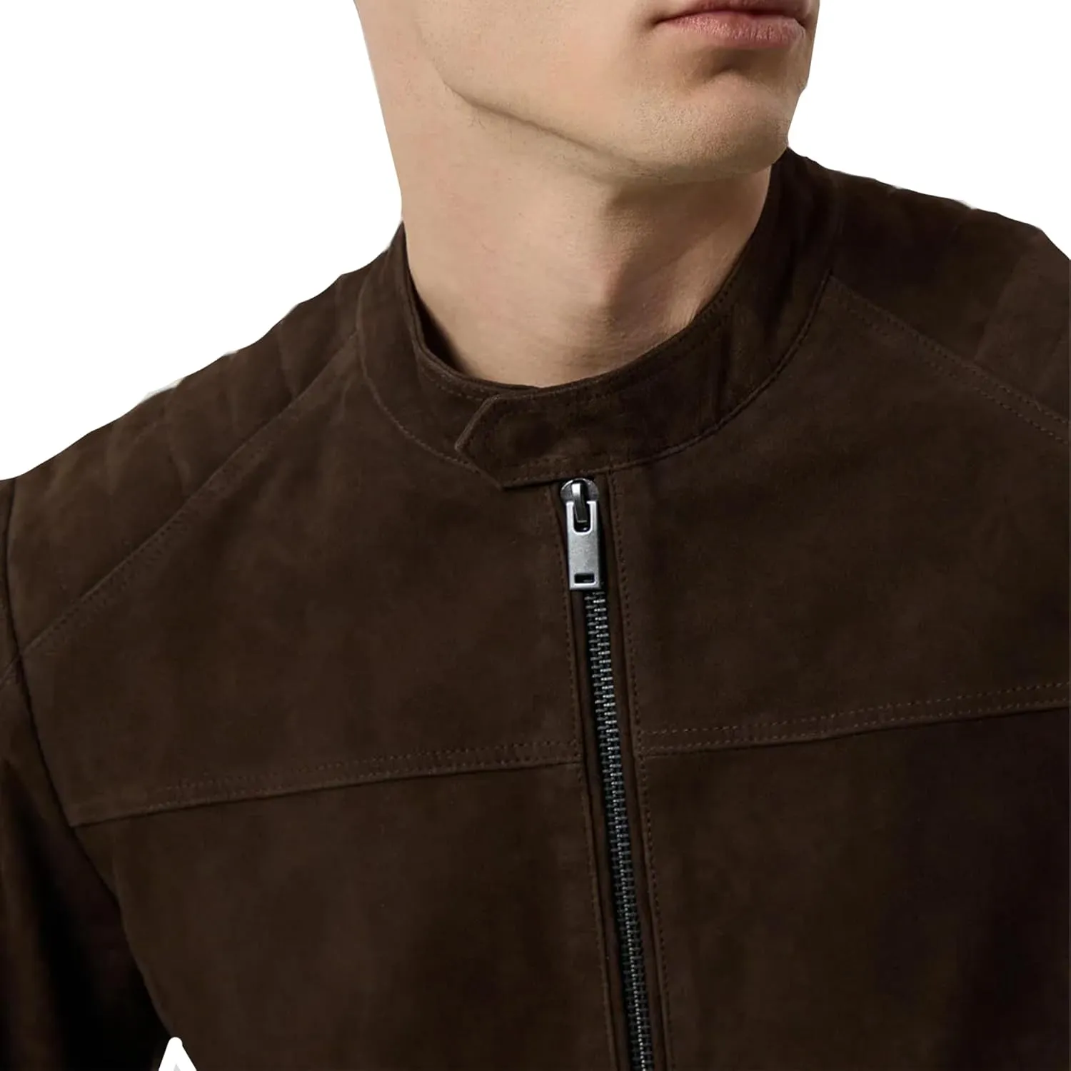 Men's Leather jackets Long Sleeve Casual Cowboy Zip Up Western Real Lambskin Vintage Suede Jacket For Men