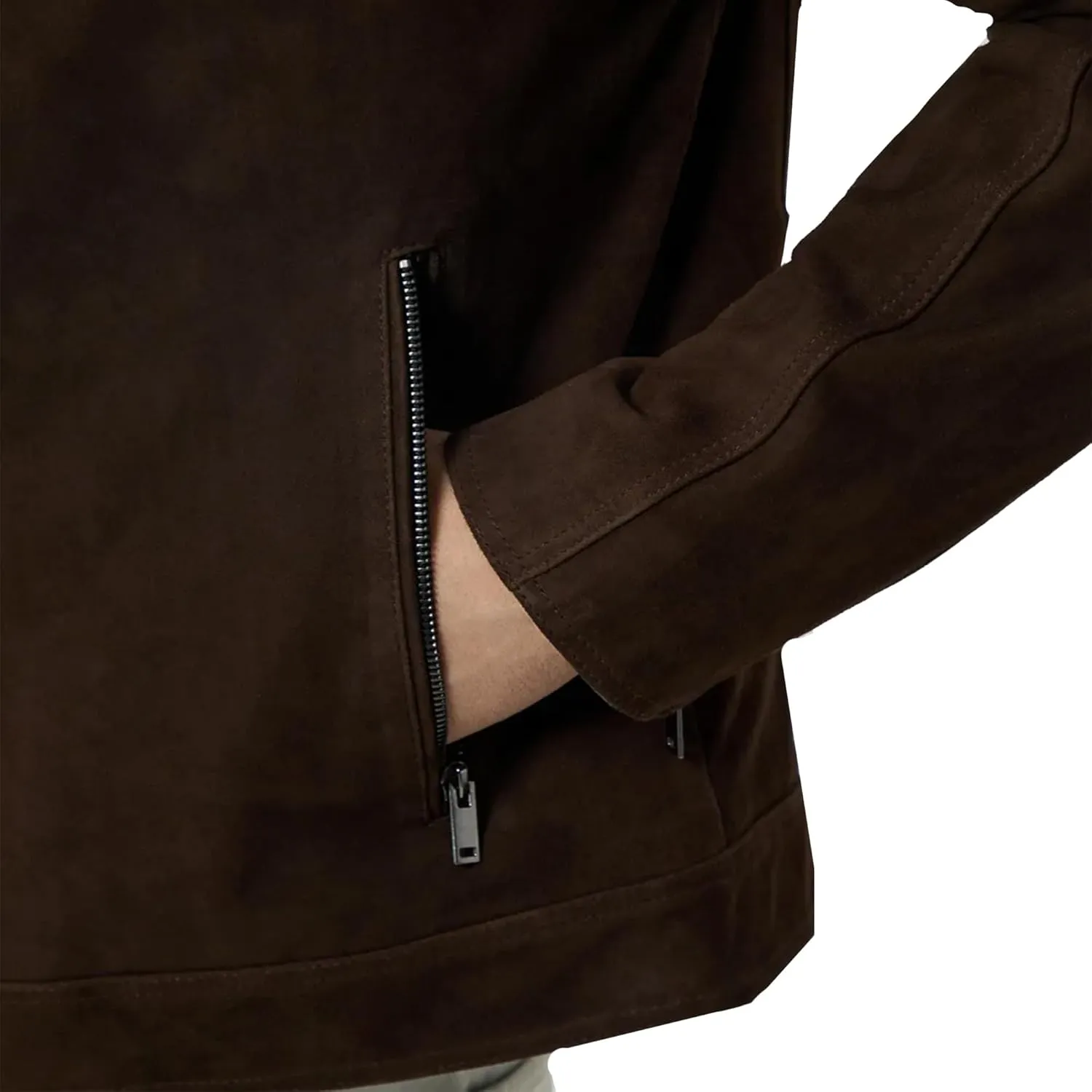 Men's Leather jackets Long Sleeve Casual Cowboy Zip Up Western Real Lambskin Vintage Suede Jacket For Men