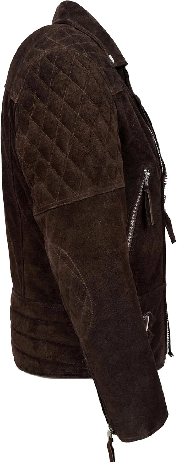Men's Real Leather Jacket 100% Suede Reckless Classic Fashion Biker Style 233