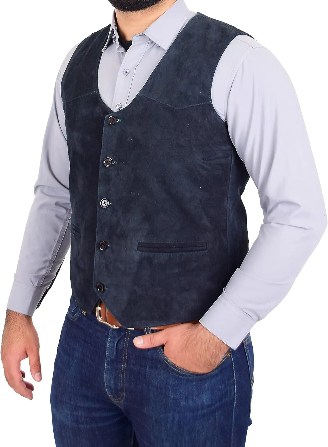 Mens Real Suede Waistcoat Classic Style Vest Don