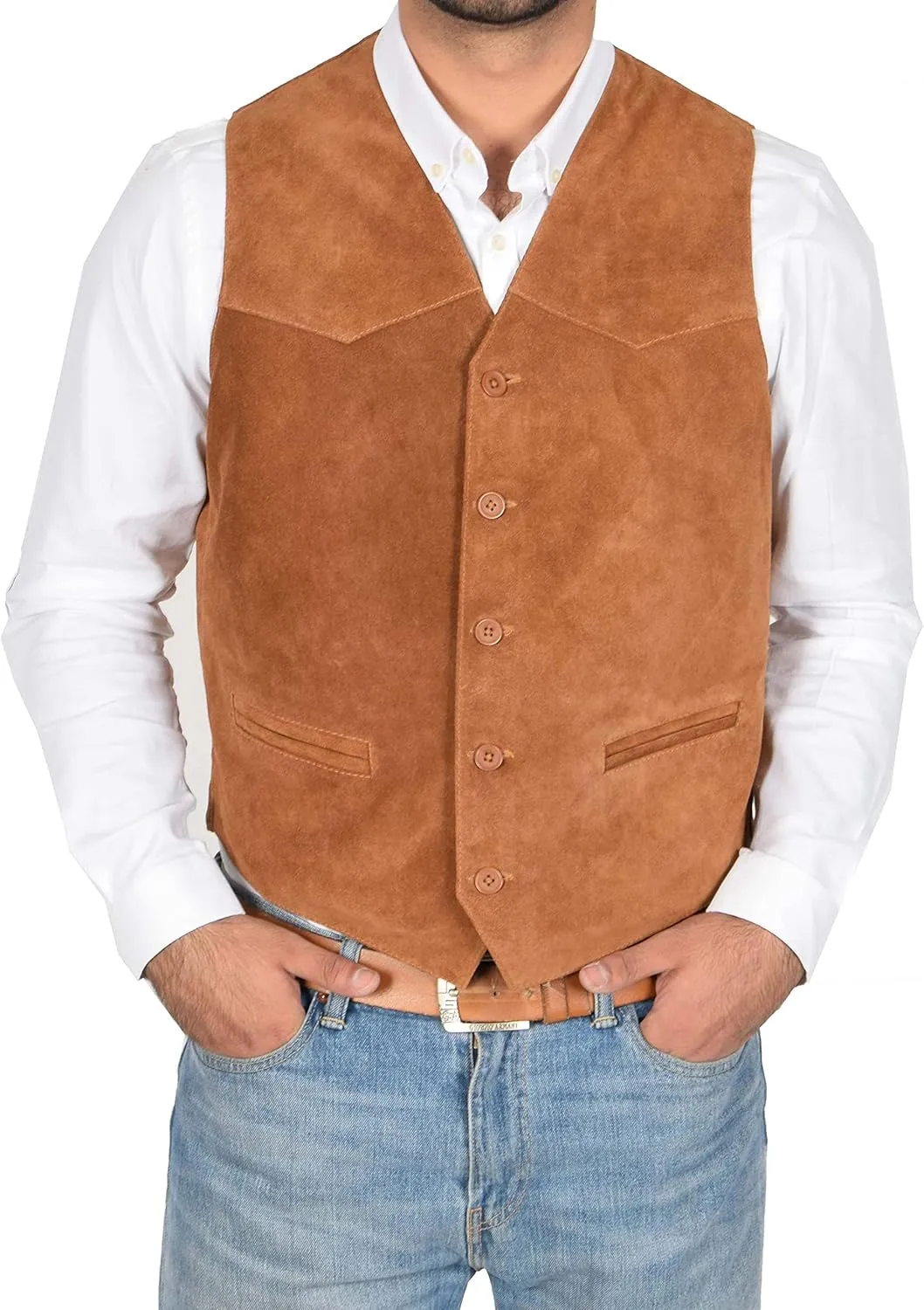 Mens Real Suede Waistcoat Classic Style Vest Don