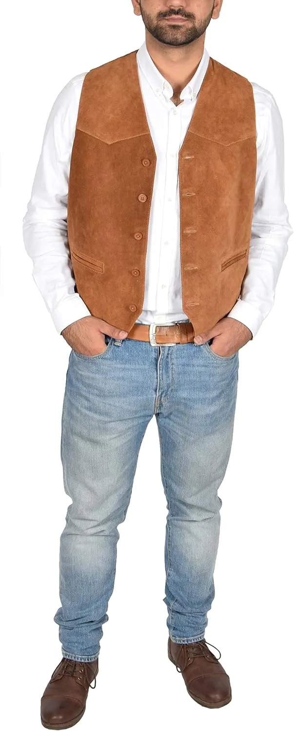 Mens Real Suede Waistcoat Classic Style Vest Don