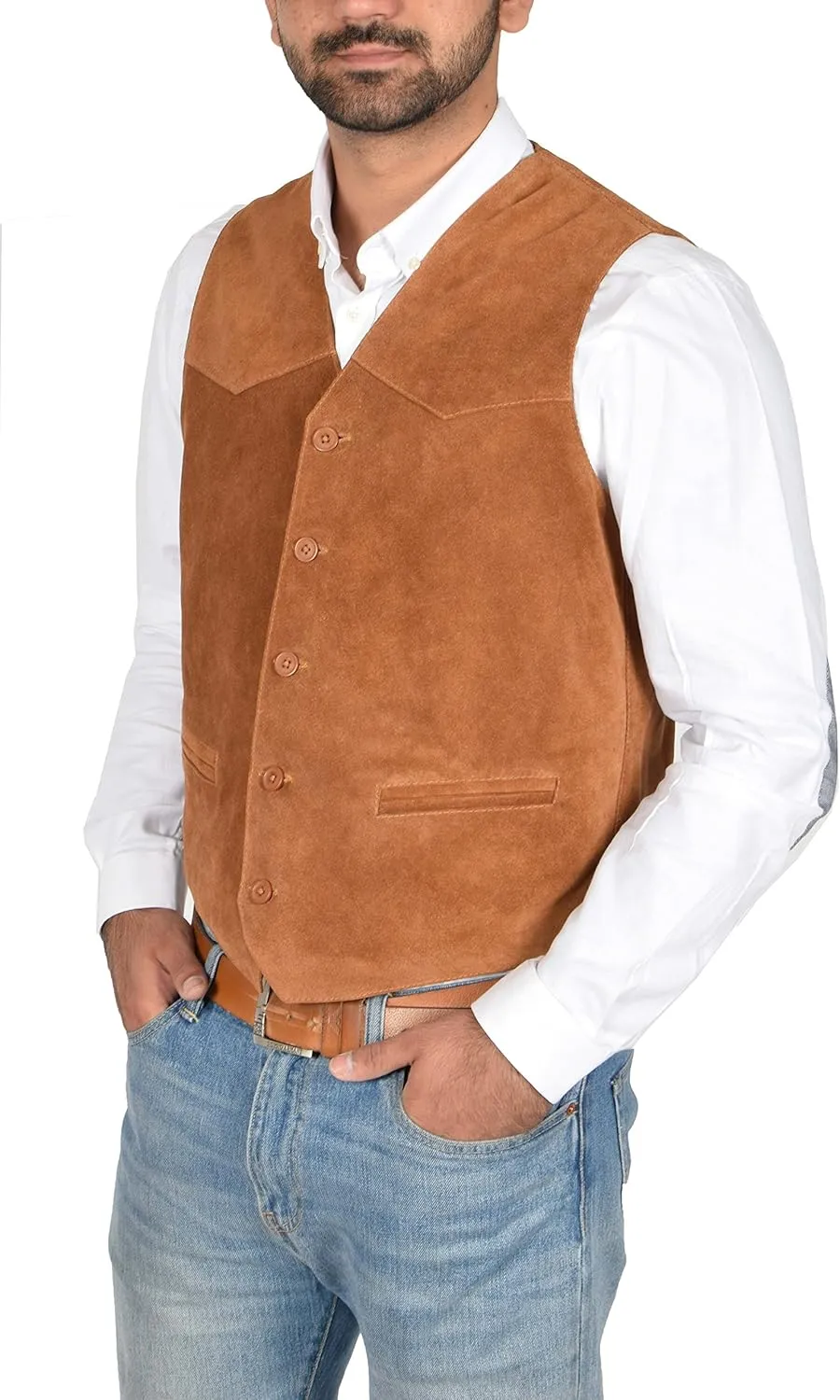 Mens Real Suede Waistcoat Classic Style Vest Don