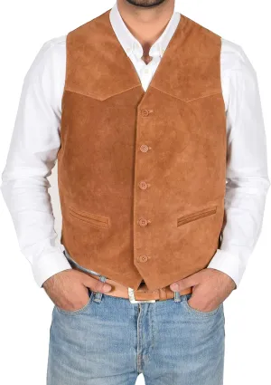 Mens Real Suede Waistcoat Classic Style Vest Don