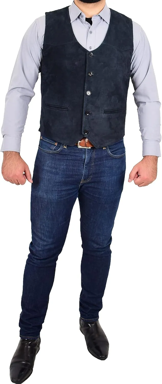 Mens Real Suede Waistcoat Classic Style Vest Don