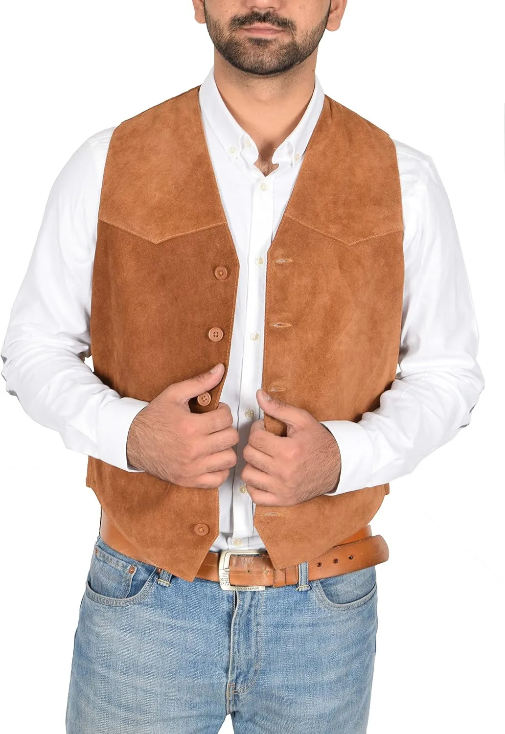 Mens Real Suede Waistcoat Classic Style Vest Don