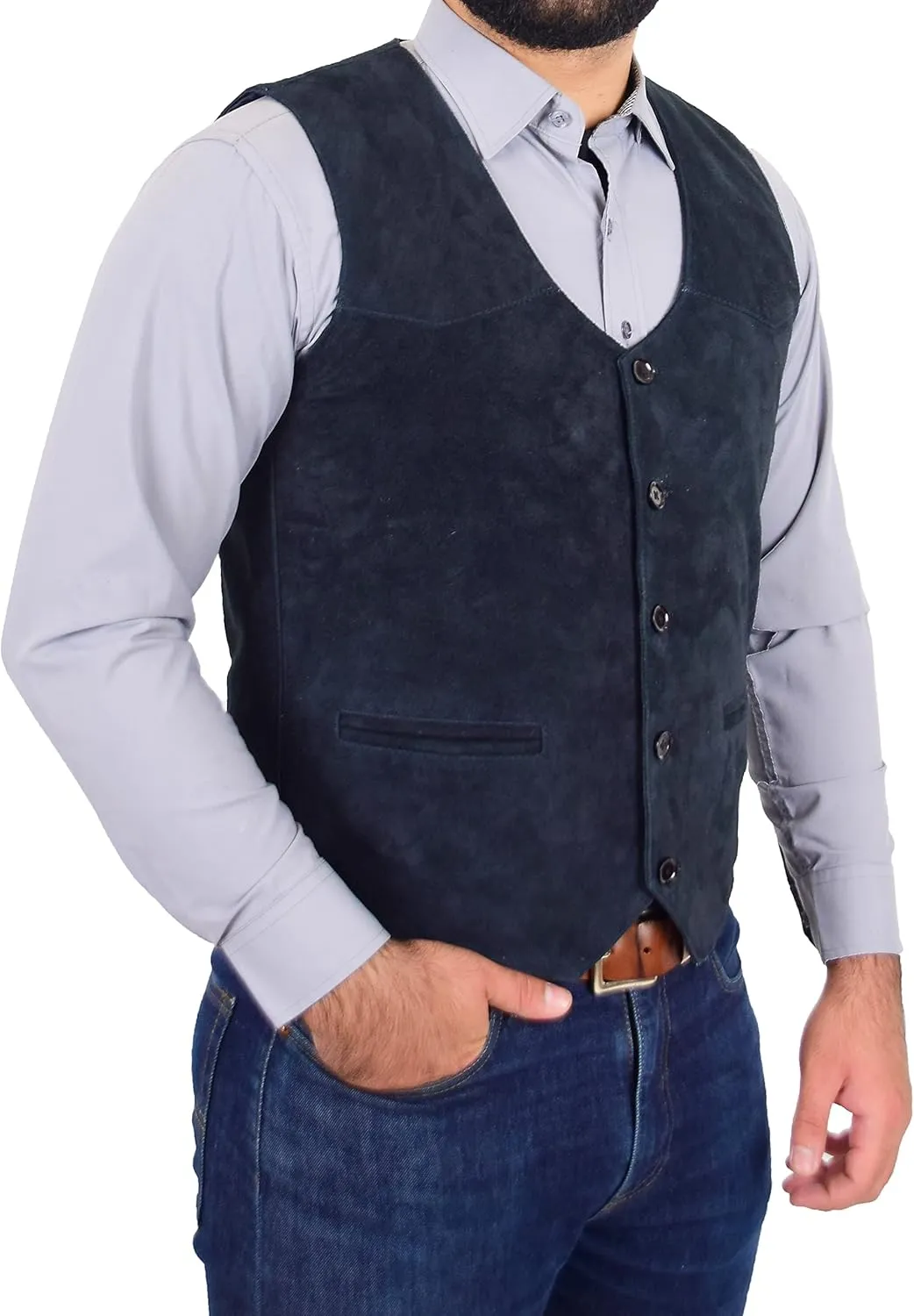 Mens Real Suede Waistcoat Classic Style Vest Don