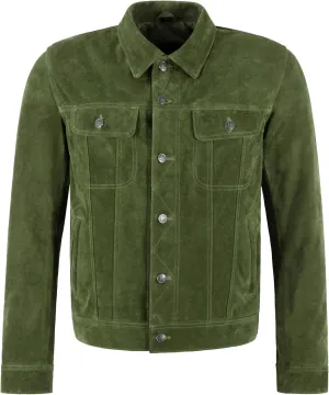 Men's Trucker Suede Leather Jacket Classic Western Shirt Style Denim Look Jacket 1280