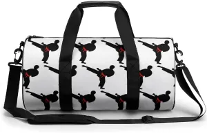 Mens Womens Gym Bag, Karate Warrior Changeable Belt Color Print Duffle Bags,travel Gym Duffle Bag,garment Duffle Bag,gym Bag with Shoe Compartment, 17.7in/9in/9in