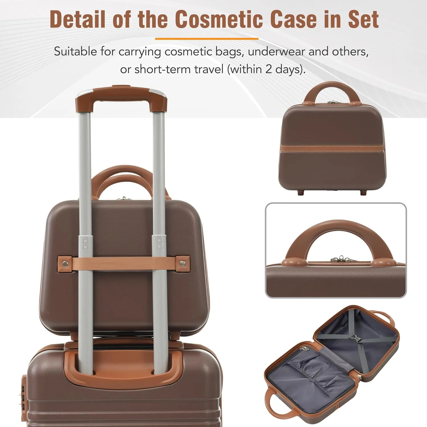 Merax Luggage Set, 3 Piece Luggage with Cosmetic Case, Vintage Hardcase Suitcase with Wheels, Expandable Luggage Airline Approved(Brown,20" 24" 28")