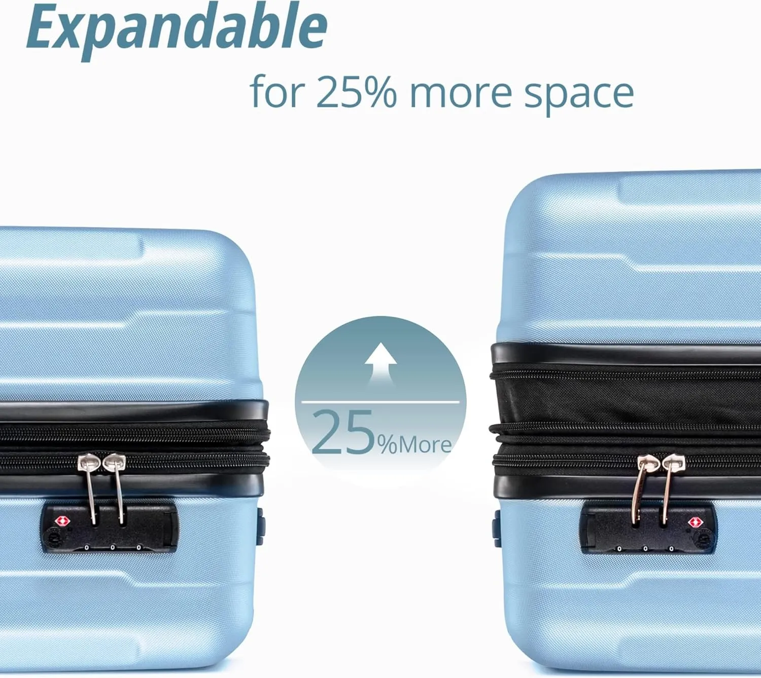 Merax Luggage Sets 2 piece Carry on Luggage Suitcase Sets of 2, Hard Case Luggage Expandable with Spinner Wheels (Baby Blue 2-Piece (20/24))