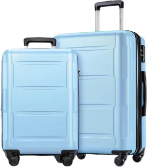 Merax Luggage Sets 2 piece Carry on Luggage Suitcase Sets of 2, Hard Case Luggage Expandable with Spinner Wheels (Baby Blue 2-Piece (20/24))