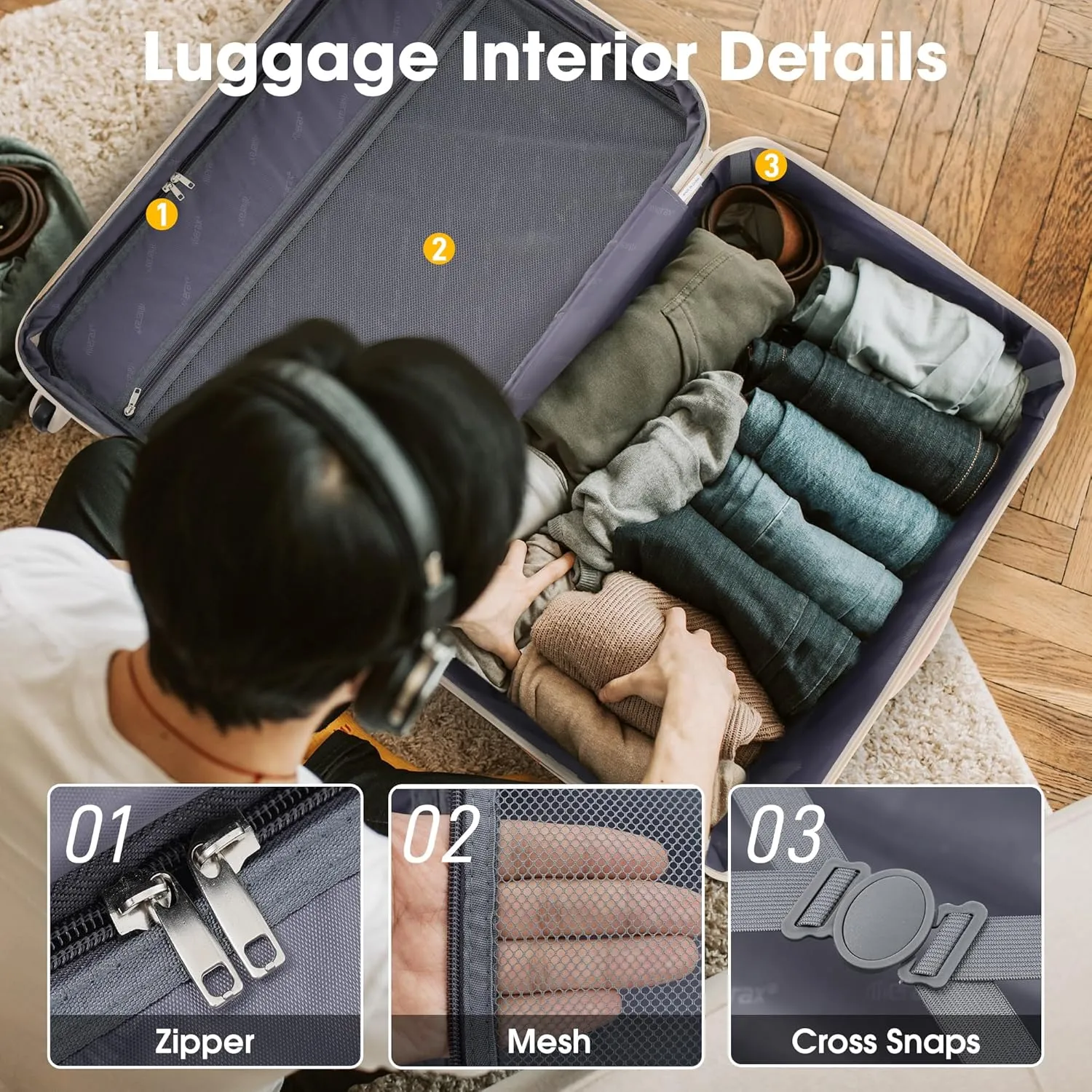 Merax Luggage Sets 3 Piece Expandable Hardshell Luggage with Spinner Wheels TSA Lock Suitcase Set(20/24/28,Light Pink-2)